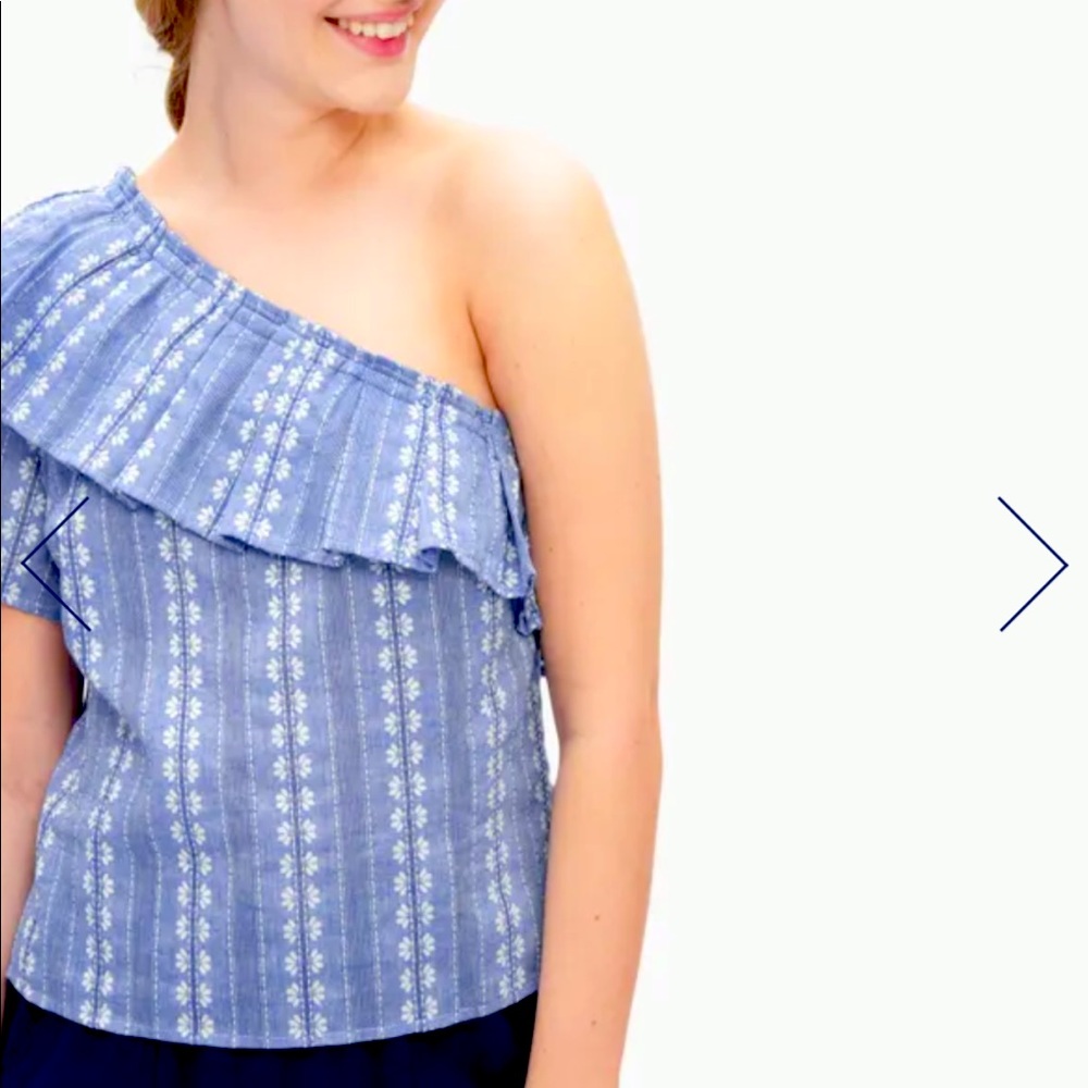 Chambray one shoulder top